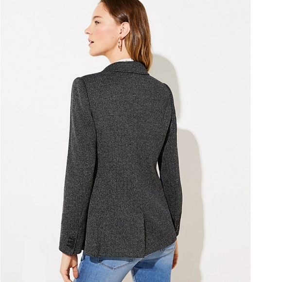 Loft Blazer Black & White Tweed Harringbone Blazer NWT Sz 14 - Picture 13 of 15